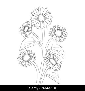 kids girasole coloring page disegno a matita di disegno vettoriale con disegno a matita Illustrazione Vettoriale