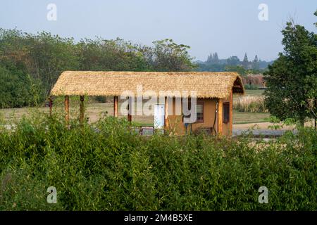 Una piccola capanna in mezzo al campo Foto Stock
