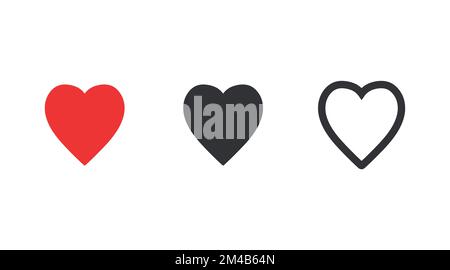 Set di icone del cuore. Variazioni della forma cardiaca vettoriale. Simbolo del cuore. Illustrazione Vettoriale