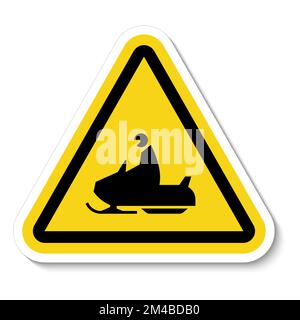 Snowmobile Crossing Sign su sfondo bianco Illustrazione Vettoriale