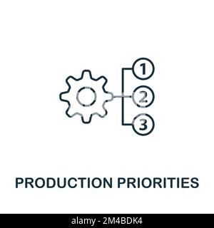 Icona delle priorità di produzione. Icona monocromatica Simple Product Management per modelli, web design e infografiche Illustrazione Vettoriale