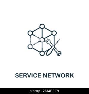 Icona Service Network (rete di assistenza). Icona monocromatica Simple Product Management per modelli, web design e infografiche Illustrazione Vettoriale