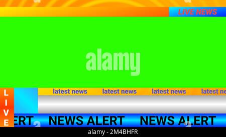 news logo, notizie dal vivo e notizie eventi testo spazio illustrazione immagine. Sfondo delle notizie sullo schermo verde. Foto Stock