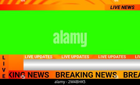 news logo, notizie dal vivo e notizie eventi testo spazio illustrazione immagine. Sfondo delle notizie sullo schermo verde. Foto Stock