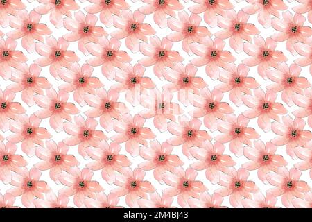 Motivo senza cuciture con succulenti e fiori di cactus. Illustrazione del disegno a mano con acquerello. Design per cartoline, banner, inviti Foto Stock