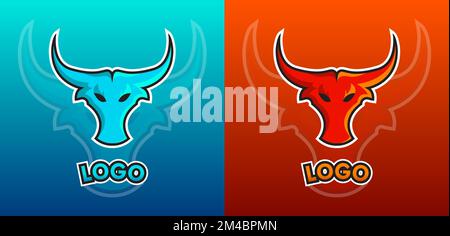 Personaggio Bull colorato Mascot Gaming Logo Set Vector Illustration Illustrazione Vettoriale