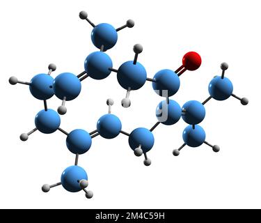 3D immagine di Germacrone formula scheletrica - struttura chimica molecolare di sesquiterpene isolato su sfondo bianco Foto Stock