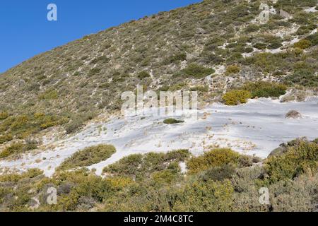 Paesaggio con dune e aree sabbiose a Paso Vergara - attraversando il confine dal Cile all'Argentina durante il viaggio in Sud America Foto Stock