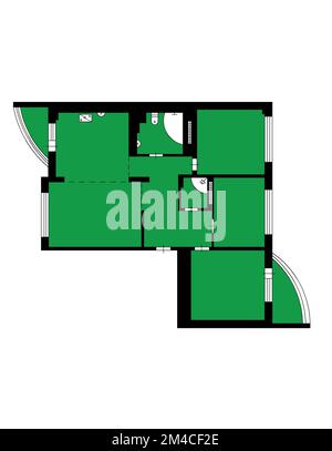 Set of floorplans blueprints. 2d floor plan. Floorplan. Apartment plan concept. Isometric floor plan. Reading floor plan. Foto Stock