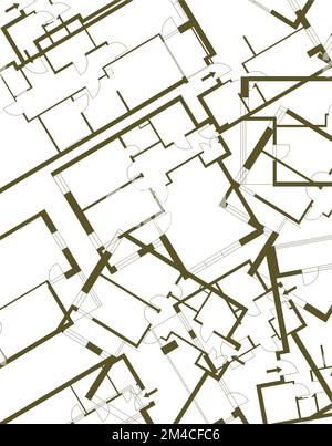 Immagini del logo della proprietà. Icona della linea nera della casa. Icona planimetria. Elemento multimediale popolare. Simbolo dell'immobile domestico. Foto Stock