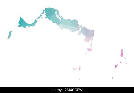 Mappa poligonale delle Isole Turks e Caicos. Illustrazione geometrica dell'isola in colori di ametista smeraldo. Mappa delle Isole Turks e Caicos in basso poly Illustrazione Vettoriale