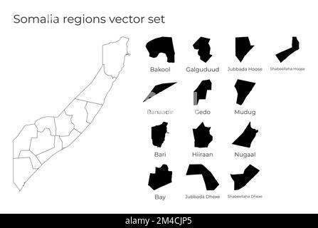 Mappa della Somalia con forme di regioni. Mappa vettoriale vuota del Paese con le regioni. Confini del paese per la vostra infografica. Illustrazione vettoriale. Illustrazione Vettoriale