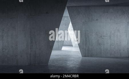 interno astratto in calcestruzzo di forme triangolari. rendering 3d Foto Stock