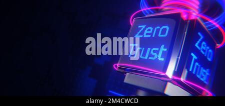 Concetto di connessione di rete. Modello di sicurezza zero trust. Rete protetta. rendering 3d.. Foto Stock