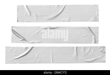 Set di nastro protettivo grigio argento vuoto isolato su sfondo bianco. Modello Mock up Foto Stock