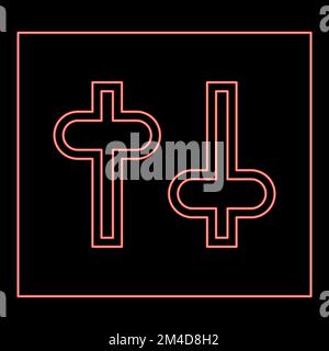 Impostazioni al neon manopola impostazione interruttori regolatori icona nero colore vettore illustrazione stile piatto immagine semplice colore rosso vettore illustrazione immagine piatta Illustrazione Vettoriale