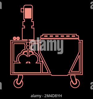 Stazione per intonaco neon macchina per decorazione a parete soluzione icona di miscelazione colore nero vettore illustrazione stile piatto immagine semplice colore rosso vettore Illustrazione Vettoriale