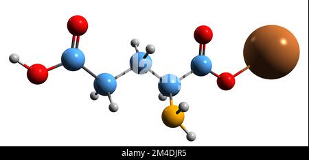 3D immagine di glutammato monopotassico formula scheletrica - struttura chimica molecolare dell'esaltatore di sapore isolato su sfondo bianco Foto Stock