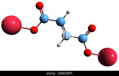 3D immagine del fumarato di sodio formula scheletrica - struttura chimica molecolare del fumarato di disodio isolato su sfondo bianco Foto Stock