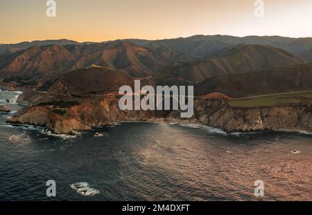 Ponte Bixby a Big sur California, aereo. Foto Stock