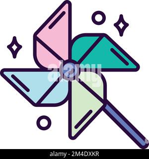 Isola carino pinwheel carta giocattolo icona Vector Illustrazione Vettoriale