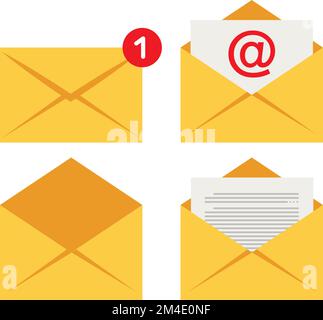 Icona Mail. Concetto di messaggio di posta elettronica in arrivo. Simbolo o notifica SMS su dispositivi elettronici. Illustrazione vettoriale. Piatto Illustrazione Vettoriale