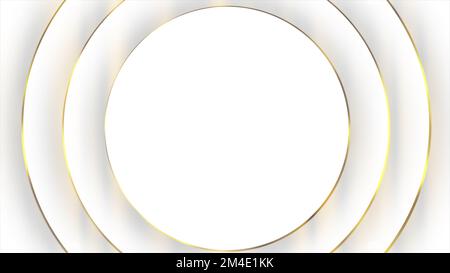 sfondo cerchio di lusso bianco e linee dorate.3d illustrazione Foto Stock