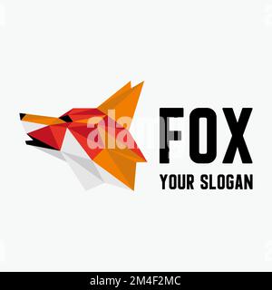 Inique Fox testa in mix colori immagine grafica icona logo design astratto concetto vettoriale stock. Può essere usato come simboli relativi ad animali o moderni. Illustrazione Vettoriale