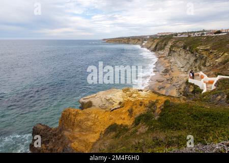 Spiaggia di Sao Sebastiao a Ericeira, Portogallo Foto Stock