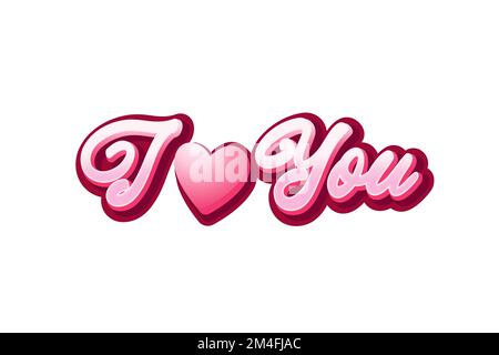 Ti amo effetto stile testo. Design con scritte. Foto Stock