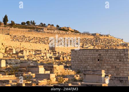 Cimitero ebraico sul Monte degli Ulivi a Gerusalemme, Israele Foto Stock