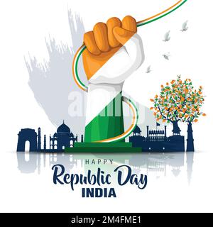 Happy Republic Day india.26th sfondo gennaio. disegno di illustrazione vettoriale Illustrazione Vettoriale