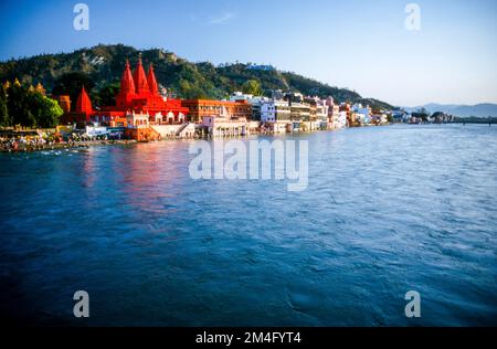 Haridwar al fiume Gange è uno dei quattro Kumbha Mela-luoghi Foto Stock