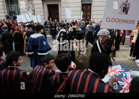 Sfilata del Lord Mayor's Show. Lo spettacolo onora il nuovo Lord Mayor, Nicholas Lyons, il 694th Lord Mayor della città di Londra, che risale al 13th ° secolo. Il sindaco di Lord fungerà da ambasciatore globale per il settore dei servizi finanziari e professionali con sede nel Regno Unito. Foto Stock