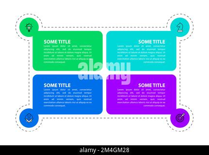 Modello infografico con icone e 4 opzioni o passaggi. Può essere utilizzato per il layout del flusso di lavoro, il diagramma, il banner, il webdesign. Illustrazione vettoriale Illustrazione Vettoriale