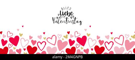 Giorno di San Valentino scritta in lingua tedesca 'Be my Valentine', bella scrittura a mano, ottimo per le carte, tag regalo Illustrazione Vettoriale