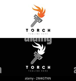 Logo torcia, Fire Design, Logo lettera, icona del marchio del prodotto Illustrazione Vettoriale