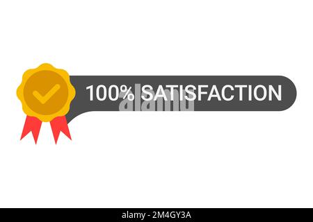 100 etichetta di soddisfazione con cinque stelle pollici in su Illustrazione Vettoriale
