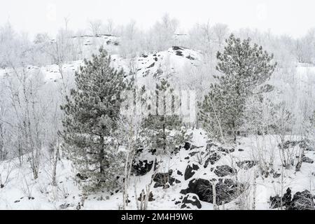 Gelate invernali-, Greater Sudbury, Ontario, Canada Foto Stock