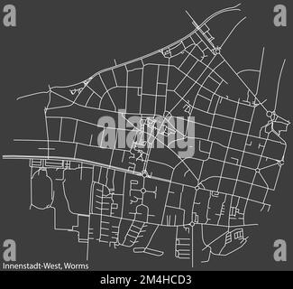 Mappa delle strade del QUARTIERE OVEST DI INNENSTADT, WORMS Illustrazione Vettoriale