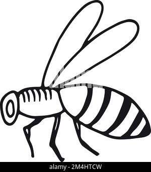 Icona dell'ape del miele. Disegno humblebee disegnato a mano Illustrazione Vettoriale
