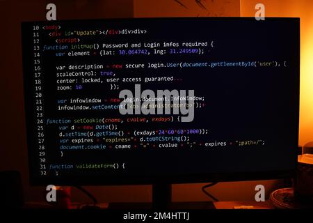 Programmazione del codice sorgente di SQL php sullo schermo Foto Stock