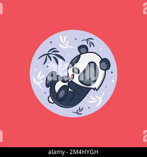 Carino Panda Sleeping Cartoon icona vettore Illustrazione. Animal Nature Icon Concept Isolated Premium Vector. Illustrazione Vettoriale