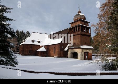 Chiesa evangelica articolare in legno di Svaty Kriz - uno dei più grandi edifici in legno dell'Europa centrale, Slovacchia Foto Stock