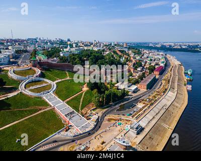 Antenna della scalinata di Chkalov, Nizhny Novgorod, Russia Foto Stock
