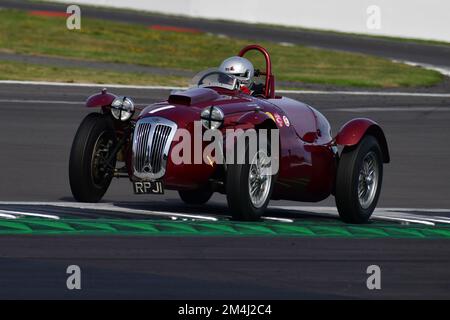 Nick Wigley, Barry Cannell, Frazer Nash le Mans Mk2, MRL Royal Automobile Club Woodcote Trophy & Stirling Moss Trophy, una gara di cinquanta minuti con una bacchetta Foto Stock