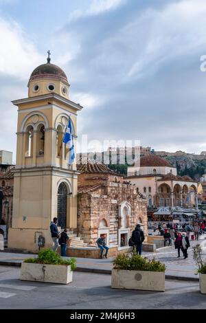 Centro storico di Atene, Chiesa di Pantanassa, Piazza Monastiraki, Atene, Attica, Grecia Foto Stock