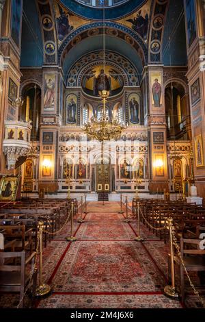 Cattedrale dell'Annunciazione, Chiesa greco-ortodossa, interni decorati, Atene, Grecia Foto Stock