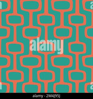 Sfondo moderno dell'età atomica di metà secolo in teal e arancione. Ideale per il design di carta da parati e tessuti. Illustrazione Vettoriale