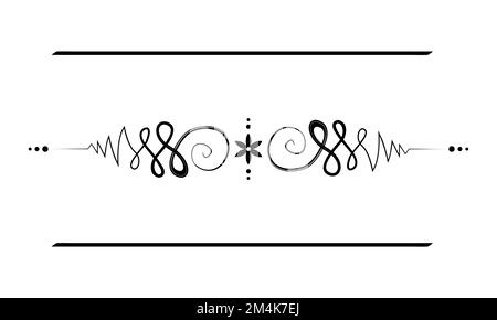 Unalome simbolo maschile e femminile, fiore della vita. Segno indù o buddista che rappresenta il cammino verso l'illuminazione. Cornice icona Yantras Tattoo Illustrazione Vettoriale